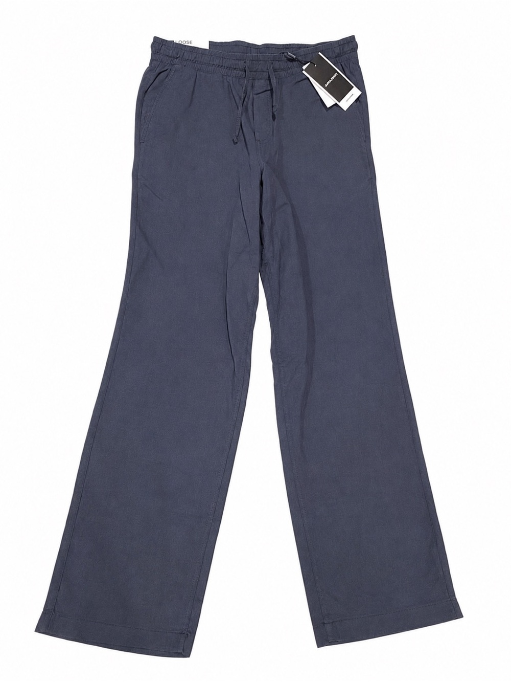Jack & Jones Linen Blend Drawstring Pants - Navy, M
